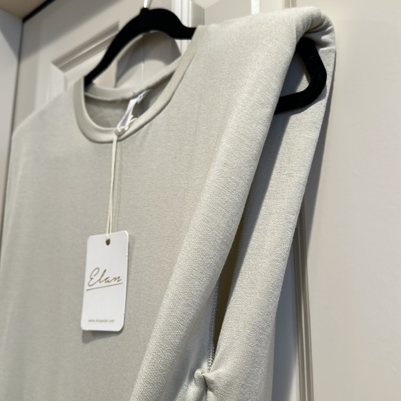 Elan Clothing Medium Cream Structured Shoulder Pad Sleeveless Mini Dress NWT - Picture 5 of 11